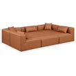 Meridian Furniture Cube Cognac Vegan Leather 6-Pc. U-Shaped Modular Sectional