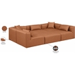 Meridian Furniture Cube Cognac Vegan Leather 6-Pc. U-Shaped Modular Sectional