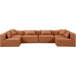 Meridian Furniture Cube Cognac Vegan Leather 6-Pc. U-Shaped Modular Sectional