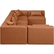 Meridian Furniture Cube Cognac Vegan Leather 6-Pc. U-Shaped Modular Sectional