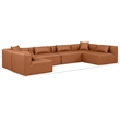 Meridian Furniture Cube Cognac Vegan Leather 6-Pc. U-Shaped Modular Sectional
