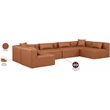 Meridian Furniture Cube Cognac Vegan Leather 6-Pc. U-Shaped Modular Sectional