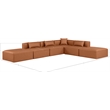 Meridian Furniture Cube Cognac Vegan Leather 6-Pc. L-Shaped Modular Sectional