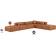 Meridian Furniture Cube Cognac Vegan Leather 6-Pc. L-Shaped Modular Sectional