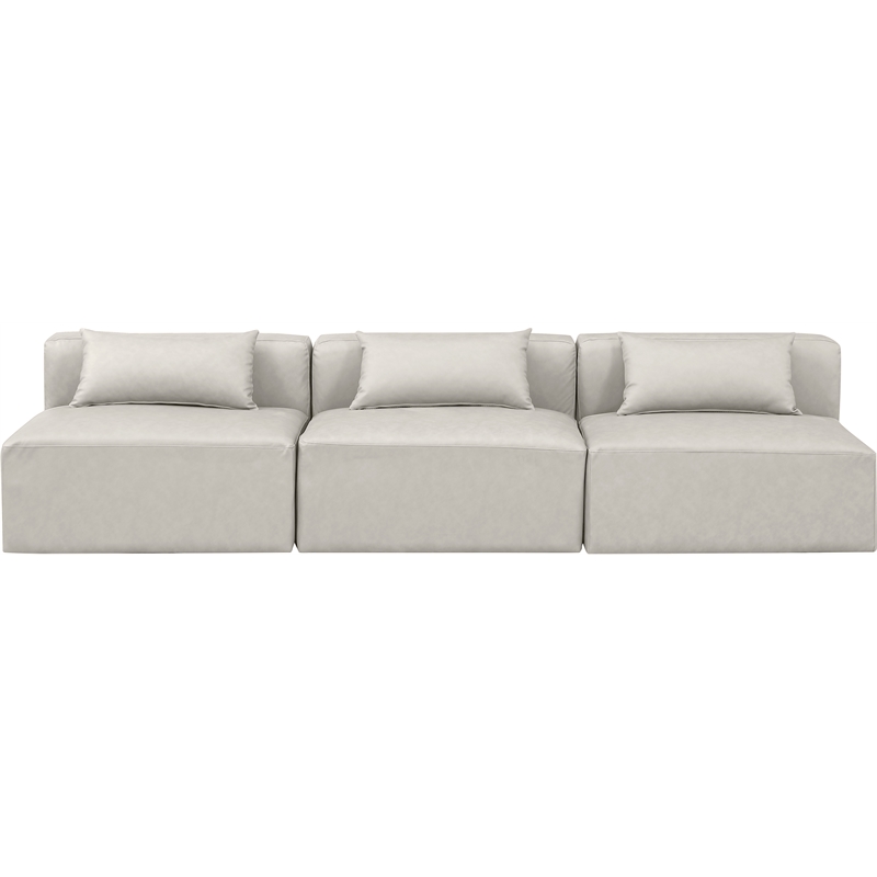Meridian Furniture Cube Cream Vegan Leather 3-Pc. Modular Sofa