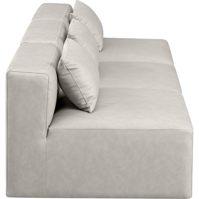 Meridian Furniture Cube Cream Vegan Leather 3-Pc. Modular Sofa