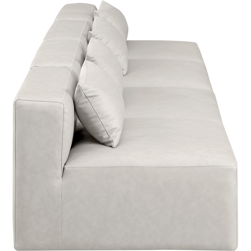 meridian furniture cube cream vegan leather 4-pc. modular sofa