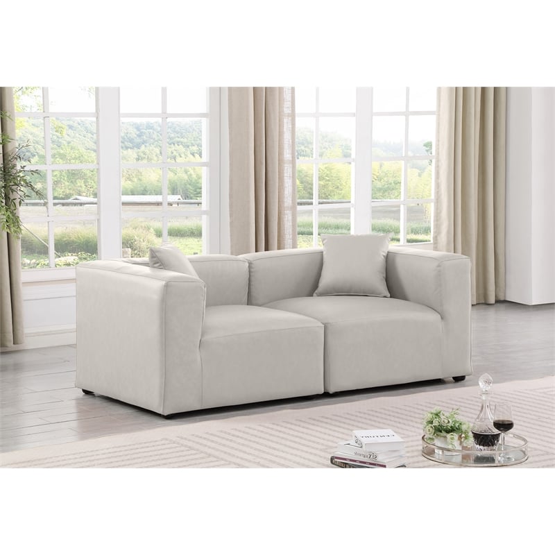 Meridian Furniture Cube Cream Vegan Leather 2-Pc. Modular Sofa