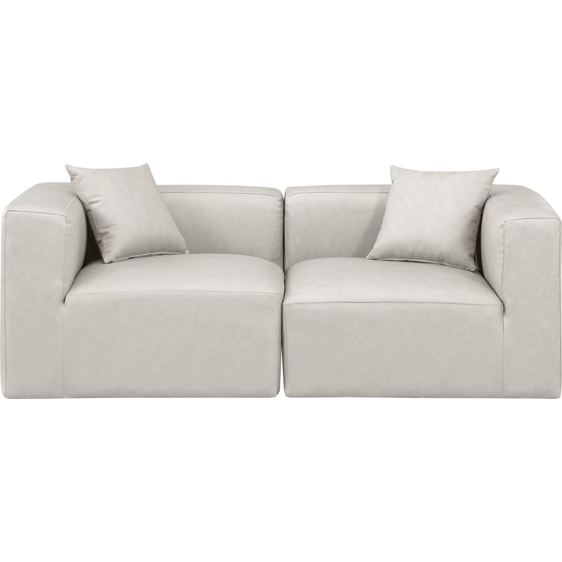 Meridian Furniture Cube Cream Vegan Leather 2-Pc. Modular Sofa