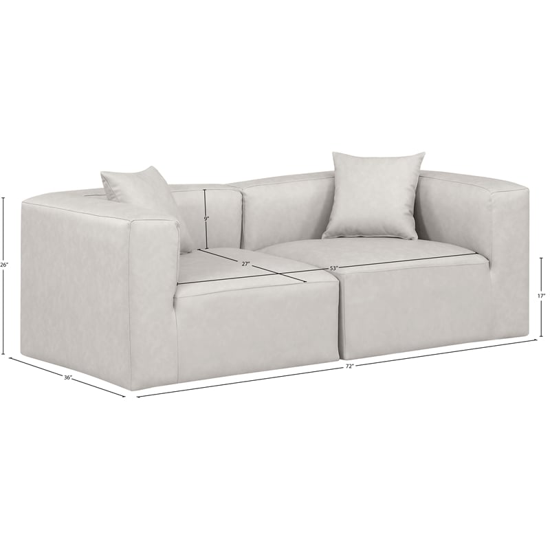 Meridian Furniture Cube Cream Vegan Leather 2-Pc. Modular Sofa