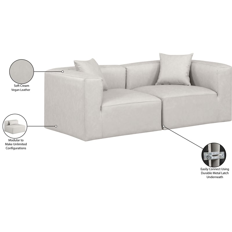 Meridian Furniture Cube Cream Vegan Leather 2-Pc. Modular Sofa