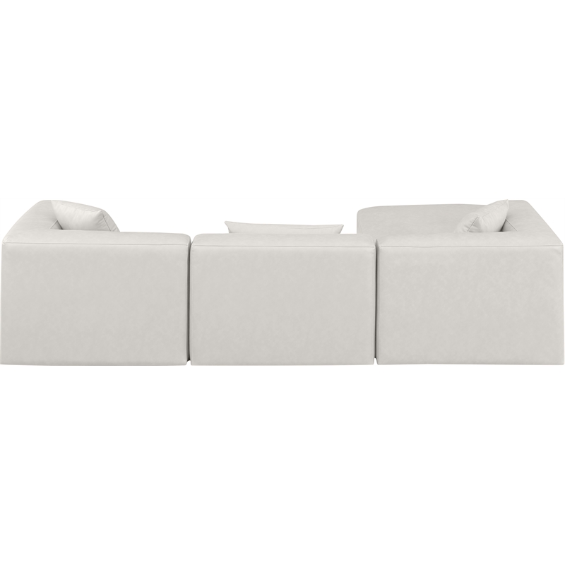 Meridian Furniture Cube Cream Vegan Leather 4-Pc. L-Shaped Modular Sectional