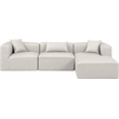 Meridian Furniture Cube Cream Vegan Leather 4-Pc. L-Shaped Modular Sectional