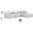 Meridian Furniture Cube Cream Vegan Leather 4-Pc. L-Shaped Modular Sectional
