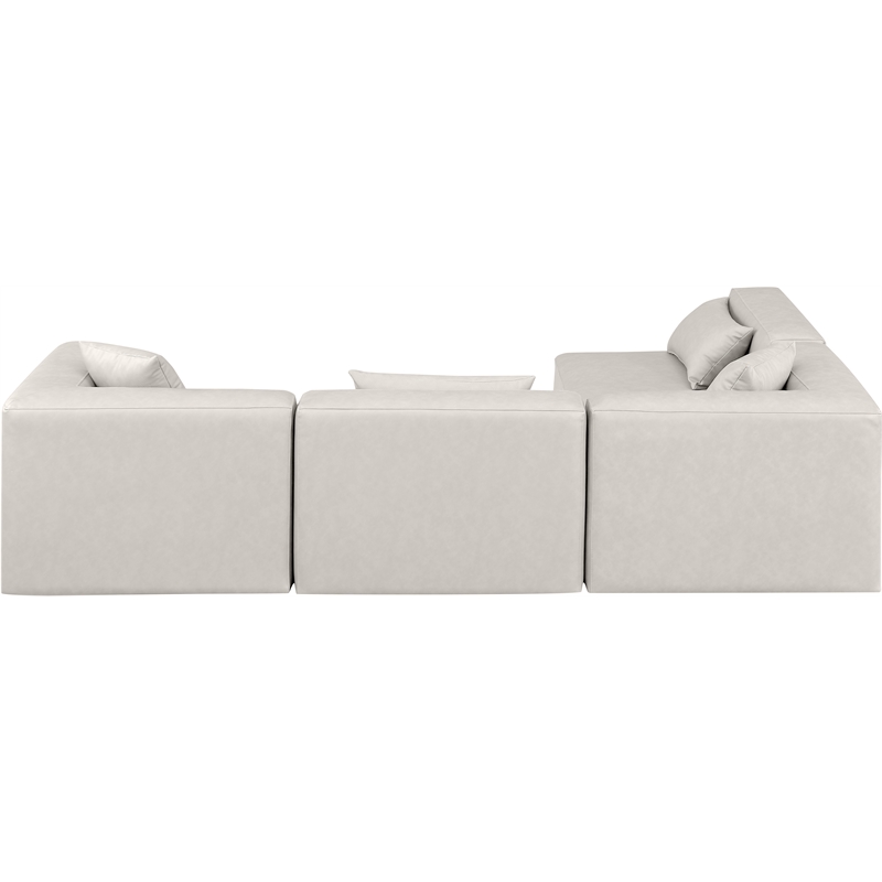 Meridian Furniture Cube Cream Vegan Leather 4-Pc. L-Shaped Modular Sectional