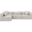 Meridian Furniture Cube Cream Vegan Leather 4-Pc. L-Shaped Modular Sectional