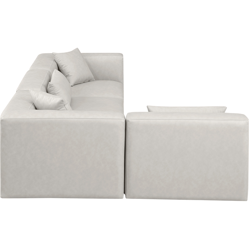 Meridian Furniture Cube Cream Vegan Leather 4-Pc. L-Shaped Modular Sectional
