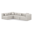 Meridian Furniture Cube Cream Vegan Leather 4-Pc. L-Shaped Modular Sectional