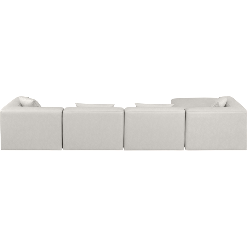 Meridian Furniture Cube Cream Vegan Leather 5-Pc. L-Shaped Modular Sectional