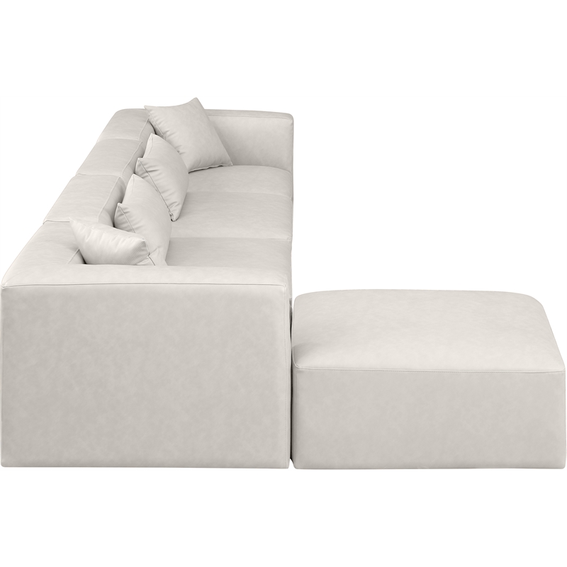 Meridian Furniture Cube Cream Vegan Leather 5-Pc. L-Shaped Modular Sectional