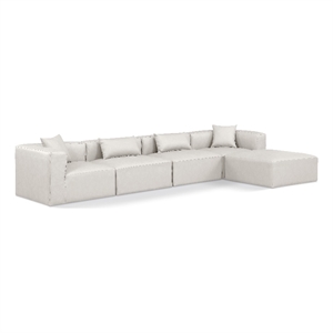 Meridian Furniture Cube Cream Vegan Leather 5-Pc. L-Shaped Modular Sectional