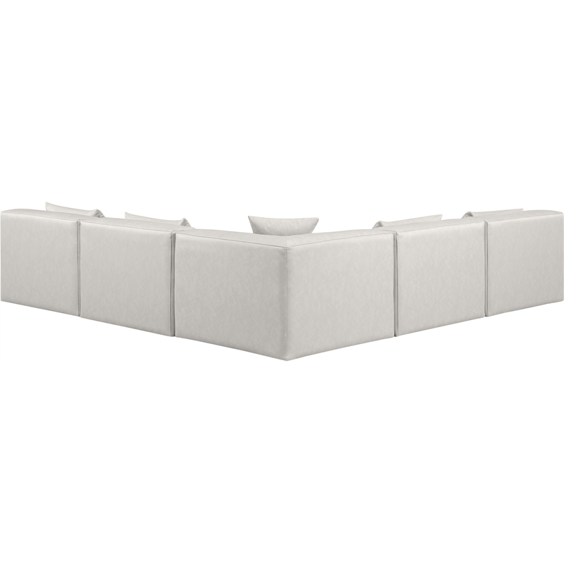 Meridian Furniture Cube Cream Vegan Leather 5-Pc. L-Shaped Modular Sectional