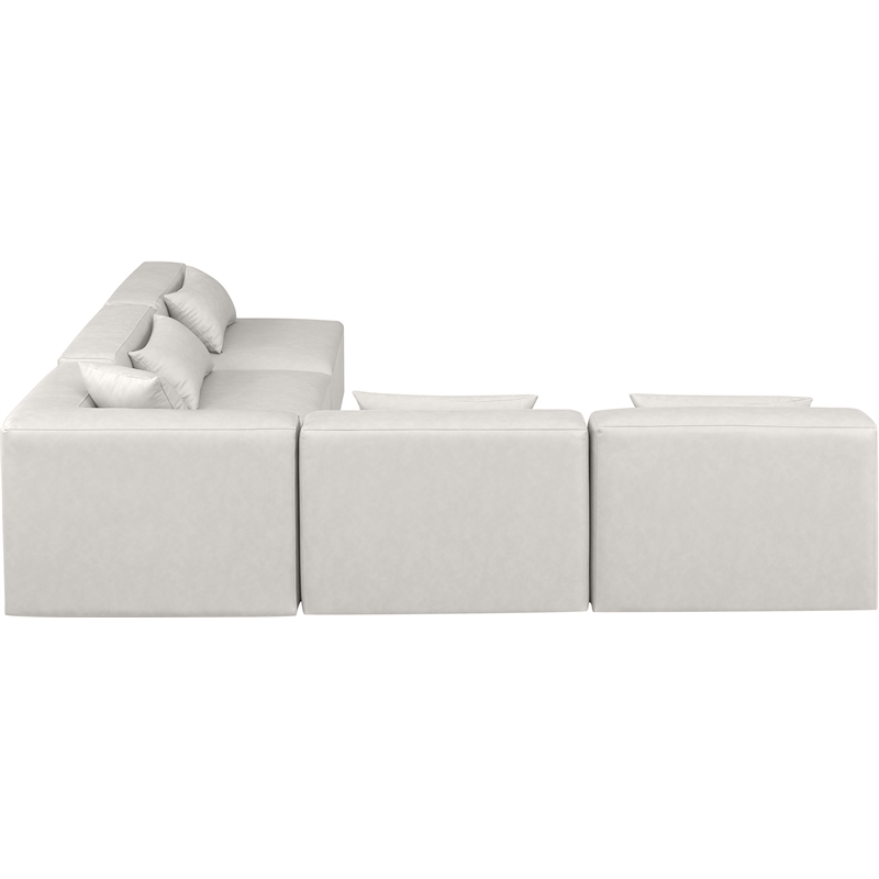 Meridian Furniture Cube Cream Vegan Leather 5-Pc. L-Shaped Modular Sectional