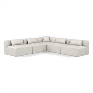 Meridian Furniture Cube Cream Vegan Leather 5-Pc. L-Shaped Modular Sectional