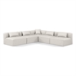 Meridian Furniture Cube Cream Vegan Leather 5-Pc. L-Shaped Modular Sectional