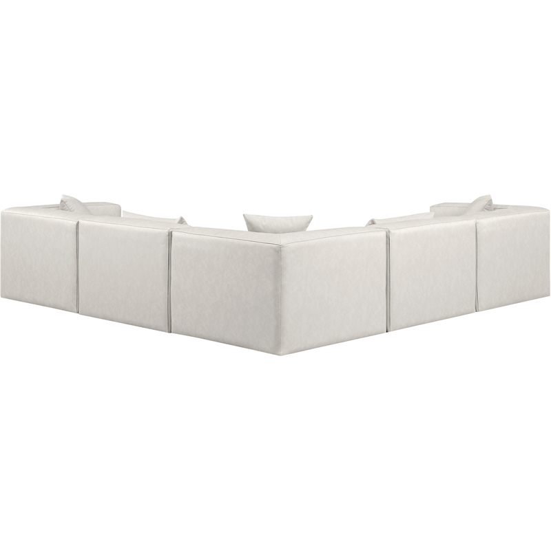 Meridian Furniture Cube Cream Vegan Leather 5-Pc. L-Shaped Modular Sectional