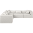 Meridian Furniture Cube Cream Vegan Leather 5-Pc. L-Shaped Modular Sectional