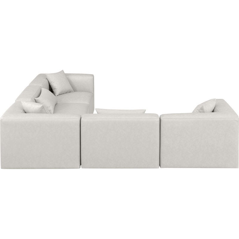 Meridian Furniture Cube Cream Vegan Leather 5-Pc. L-Shaped Modular Sectional