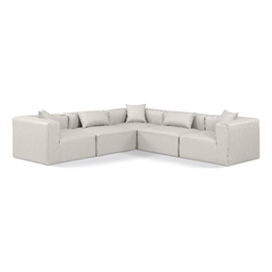 Meridian Furniture Cube Cream Vegan Leather 5-Pc. L-Shaped Modular Sectional