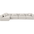 Meridian Furniture Cube Cream Vegan Leather 5-Pc. L-Shaped Modular Sectional