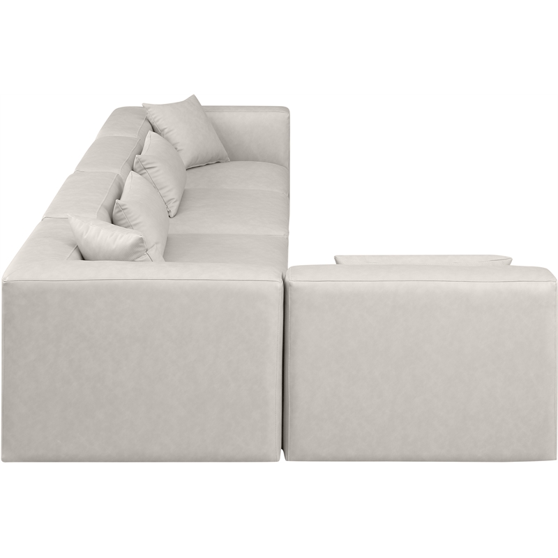 Meridian Furniture Cube Cream Vegan Leather 5-Pc. L-Shaped Modular Sectional