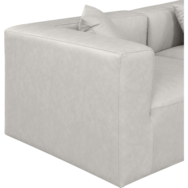 Meridian Furniture Cube Cream Vegan Leather 5-Pc. L-Shaped Modular Sectional