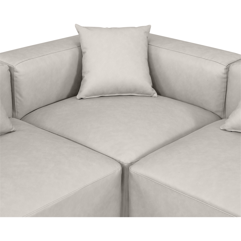 Meridian Furniture Cube Cream Vegan Leather 5-Pc. L-Shaped Modular Sectional