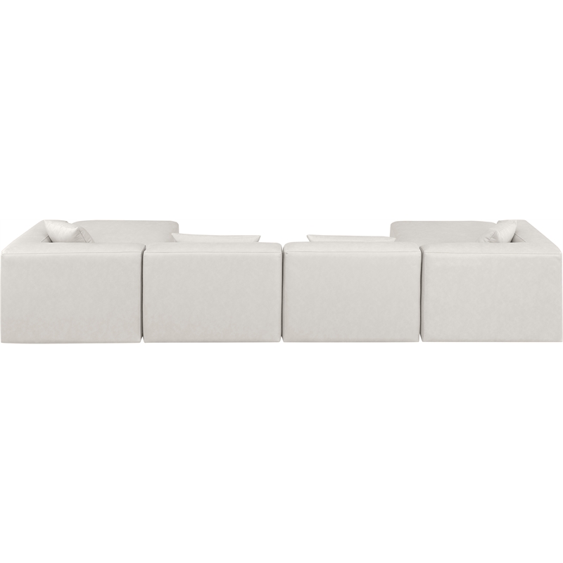 Meridian Furniture Cube Cream Vegan Leather 6-Pc. U-Shaped Modular Sectional