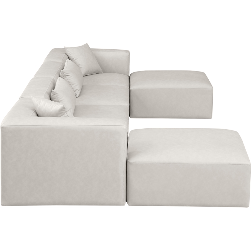 Meridian Furniture Cube Cream Vegan Leather 6-Pc. U-Shaped Modular Sectional