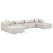 Meridian Furniture Cube Cream Vegan Leather 6-Pc. U-Shaped Modular Sectional
