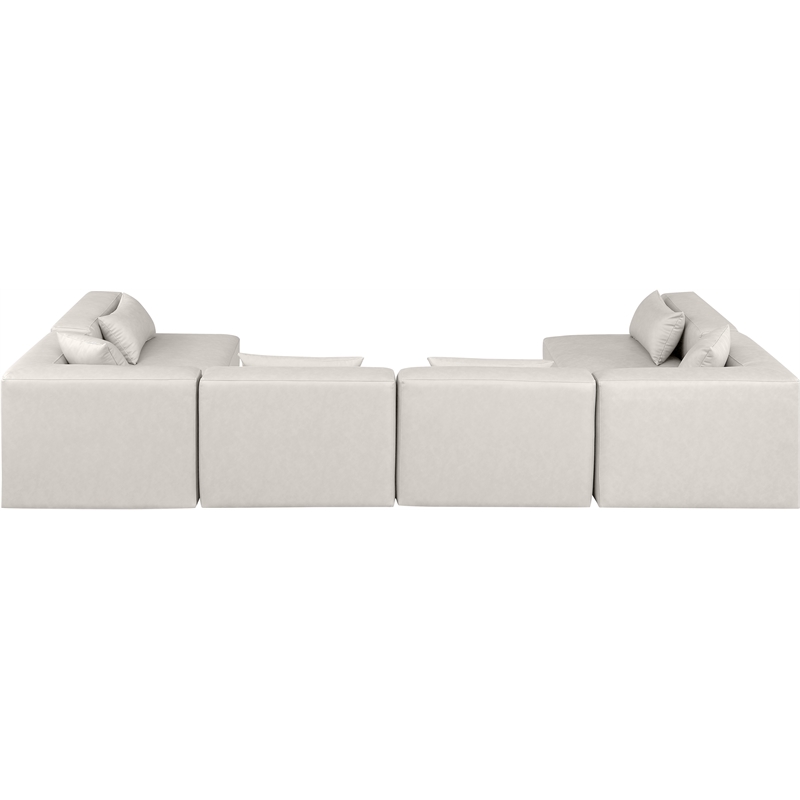 Meridian Furniture Cube Cream Vegan Leather 6-Pc. U-Shaped Modular Sectional