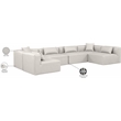 Meridian Furniture Cube Cream Vegan Leather 6-Pc. U-Shaped Modular Sectional