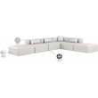 Meridian Furniture Cube Cream Vegan Leather 6-Pc. L-Shaped Modular Sectional