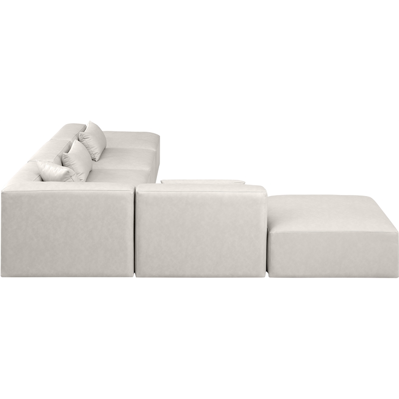 Meridian Furniture Cube Cream Vegan Leather 6-Pc. L-Shaped Modular Sectional