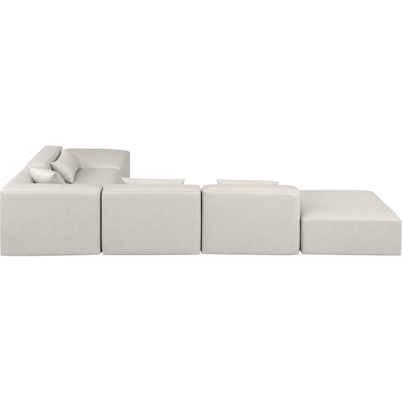 Meridian Furniture Cube Cream Vegan Leather 6-Pc. L-Shaped Modular Sectional
