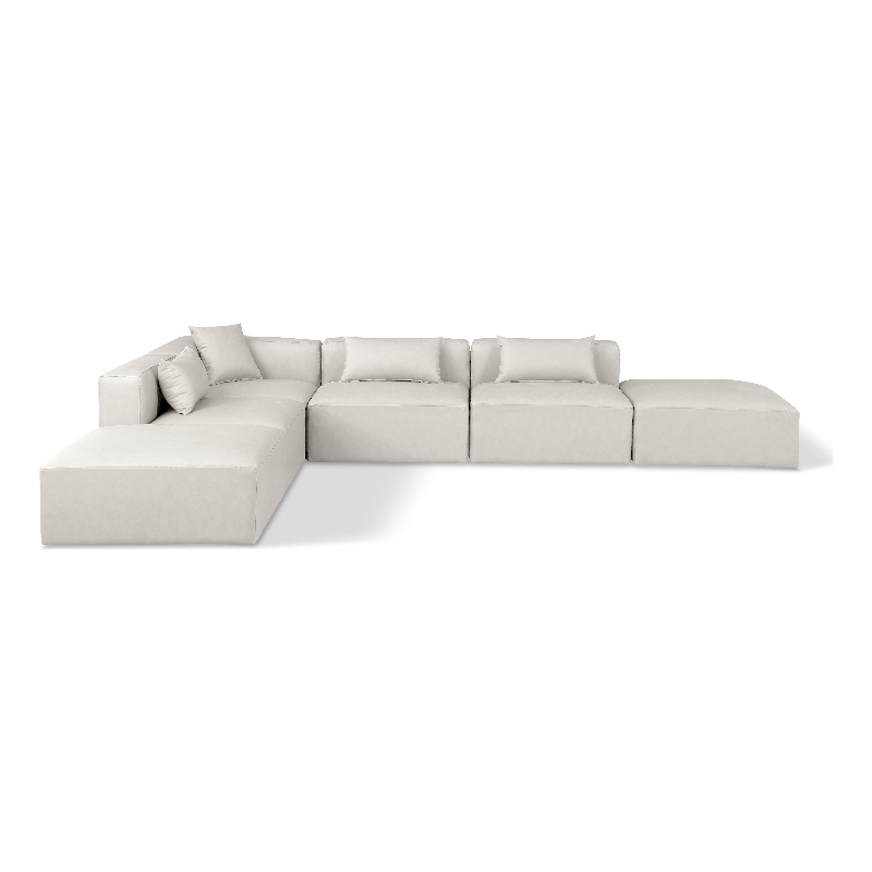 Meridian Furniture Cube Cream Vegan Leather 6-Pc. L-Shaped Modular Sectional