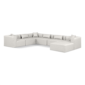 Meridian Furniture Cube Cream Vegan Leather 7-Pc. U-Shaped Modular Sectional