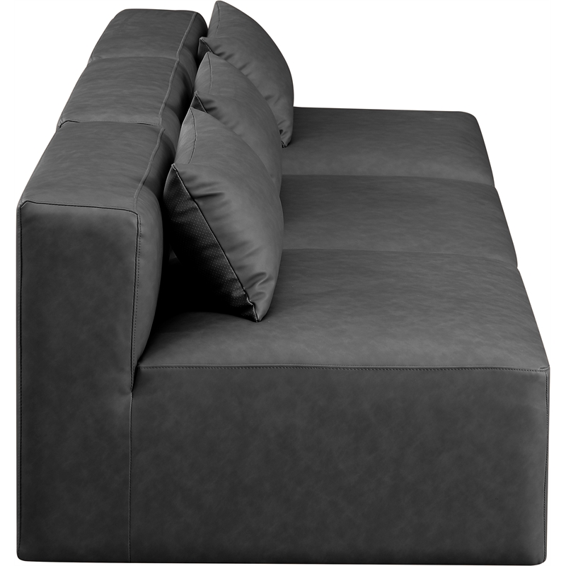 Meridian Furniture Cube Charcoal Grey Vegan Leather 3-Pc. Modular Sofa