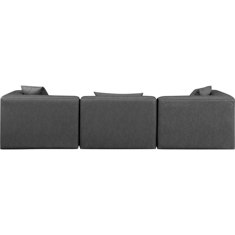 Meridian Furniture Cube Charcoal Grey Vegan Leather 3-Pc. Modular Sofa