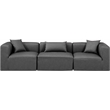 Meridian Furniture Cube Charcoal Grey Vegan Leather 3-Pc. Modular Sofa